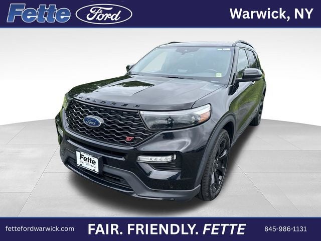 2023 Ford Explorer ST in Black Metallic — front three-quarter view