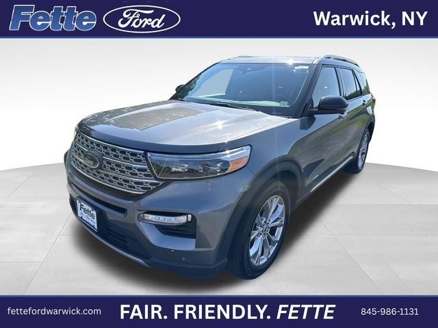 2023 Ford Explorer Limited in Carbonized Gray Metallic — front three-quarter view