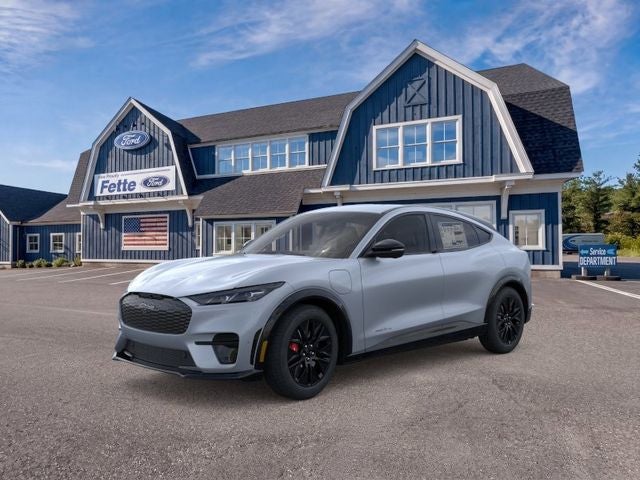 2025 Ford Mustang Mach-E Premium in Glacier Gray Metallic Tricoat — front three-quarter view